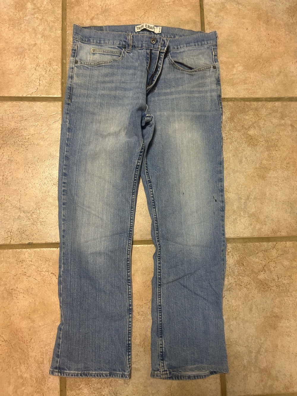 True Craft Men’s Jeans 38x30 Straight Leg Light Wash Denim Y2K Casual